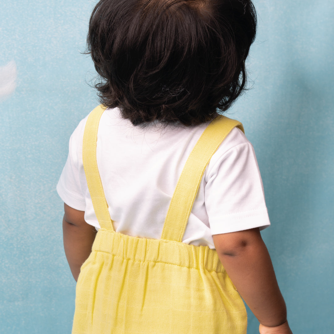 Muslin Frill Dungarees for Baby Girls