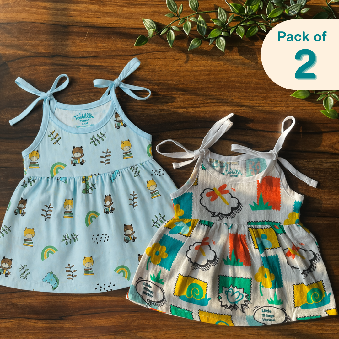 Rainbow Days - Muslin Knot Frock - Pack of 2