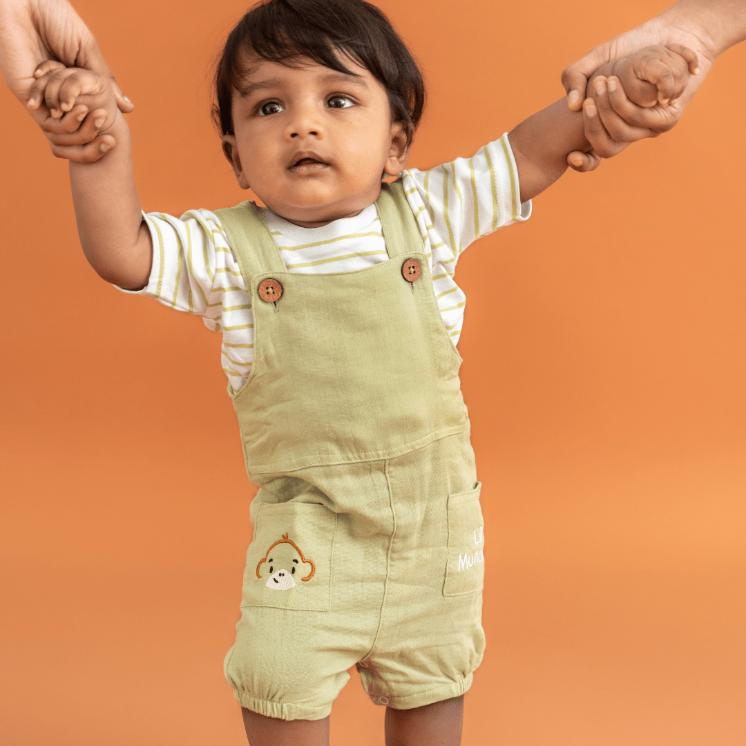 Teddyboo - Crinkled Muslin Dungarees