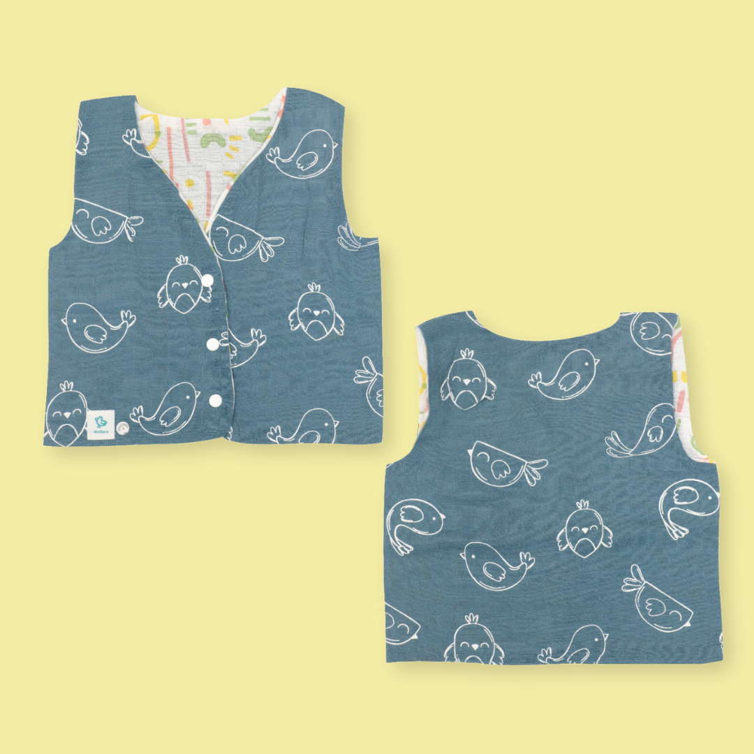 Chirpy Skies - Reversible Muslin Jabla (Pack of 1)