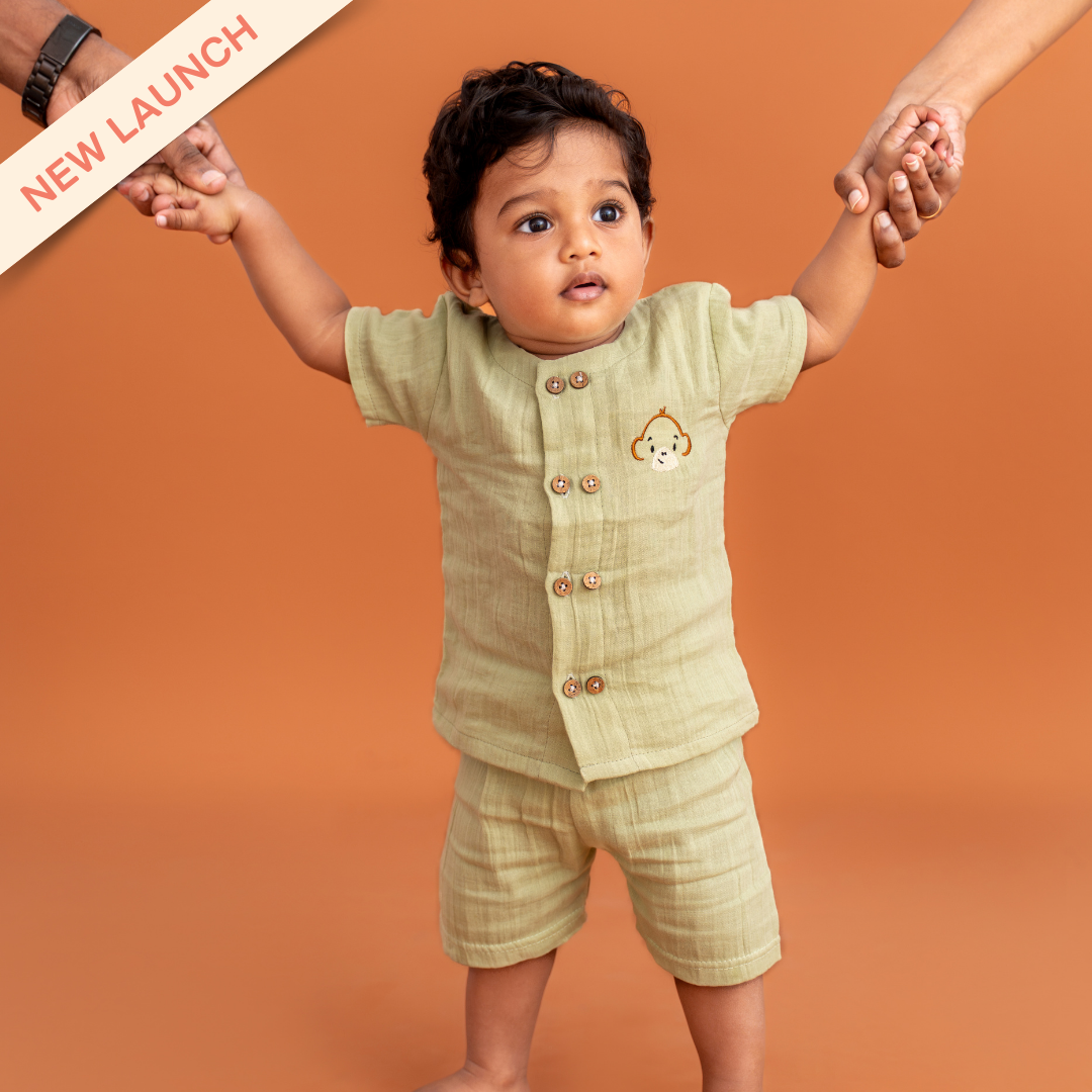 Monkie - Crinkled Muslin Co-ord Set