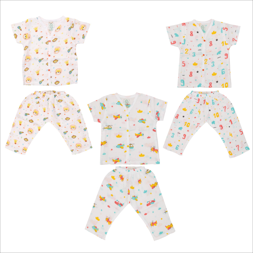 Muslin Sleep Suit for babies and kids (Unisex) Combo 2 - Pack of 3