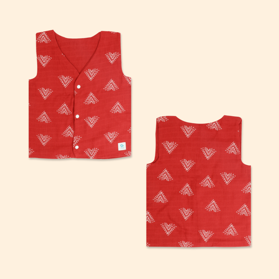 Ink n’ Tomato - Reversible Muslin Jabla (Pack of 2)