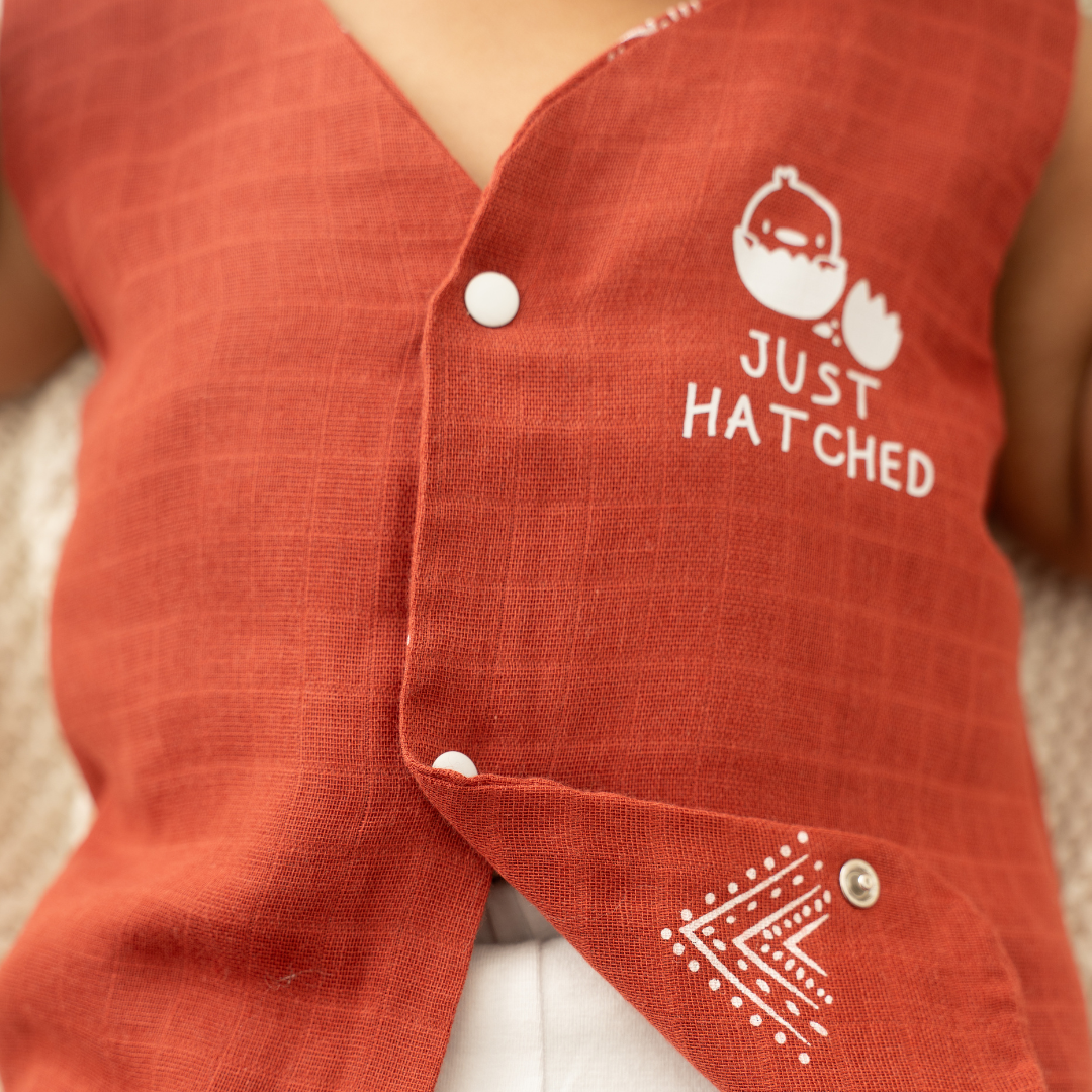 Olive you, Tomato - Reversible Muslin Jabla (Pack of 2)