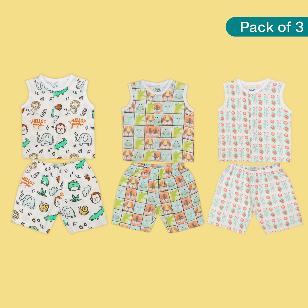 Lil Zoo Box - Muslin Jabla and Shorts for Babies and Toddlers - Pack of 3