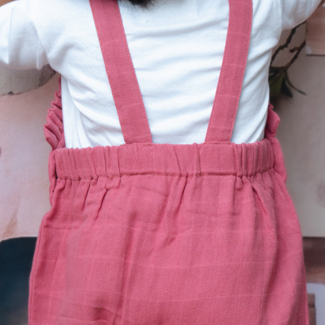 Muslin Frill Dungarees for Baby Girls