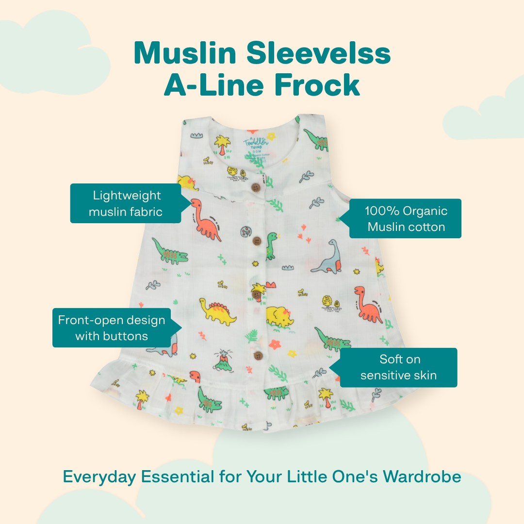 Hopstone - Muslin Sleeveless A-Line Frock (Pack of 2)