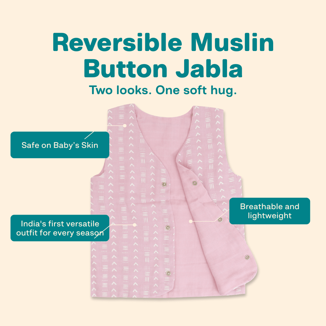 Ink n’ Tomato - Reversible Muslin Jabla (Pack of 2)