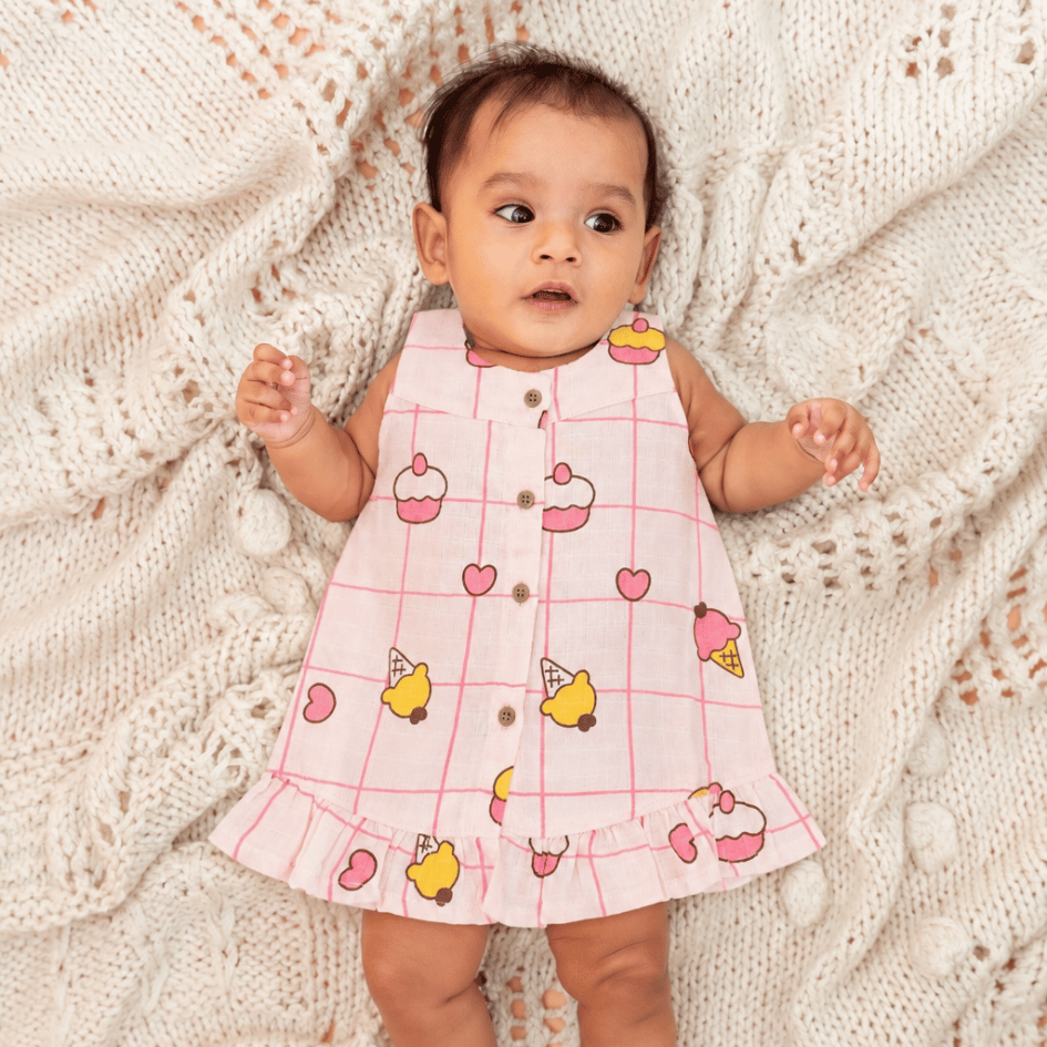 Sugar Stone - Muslin Sleeveless A-Line Frock (Pack of 2)