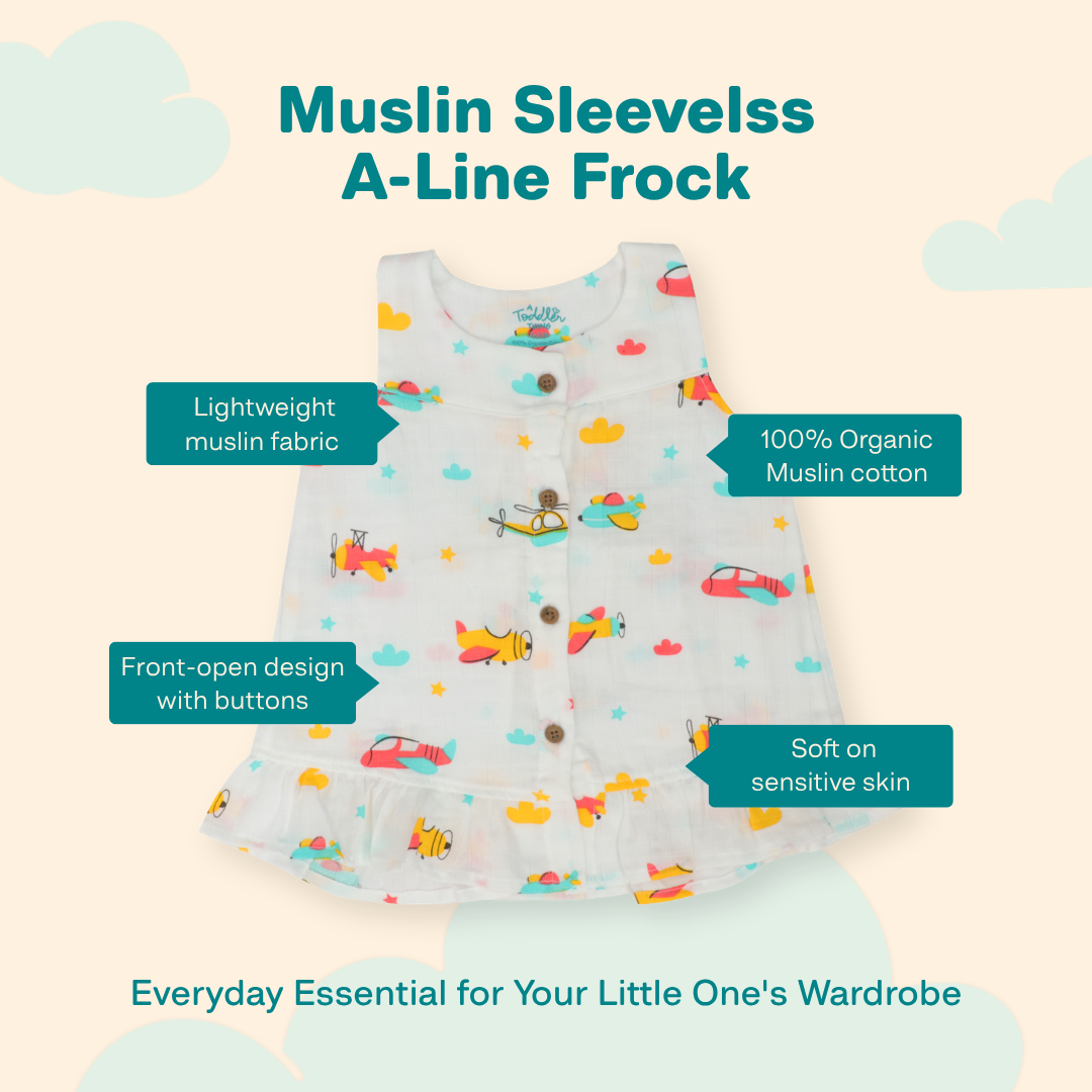 Hopstone - Muslin Sleeveless A-Line Frock (Pack of 2)