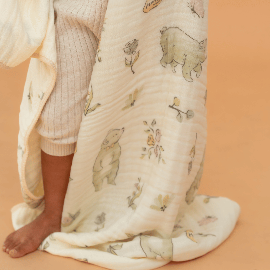 Happy Garden - Crinkled Muslin Bamboo Blanket