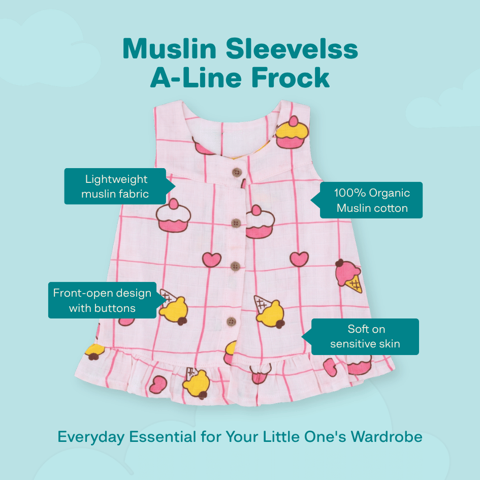 Sugar Stone - Muslin Sleeveless A-Line Frock (Pack of 2)