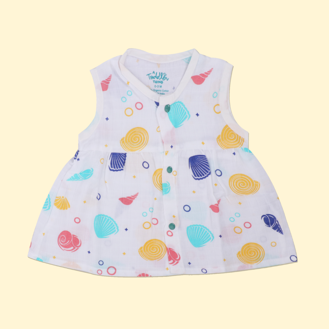 Shell Hopper - Muslin Sleeveless Frock - Pack of 2