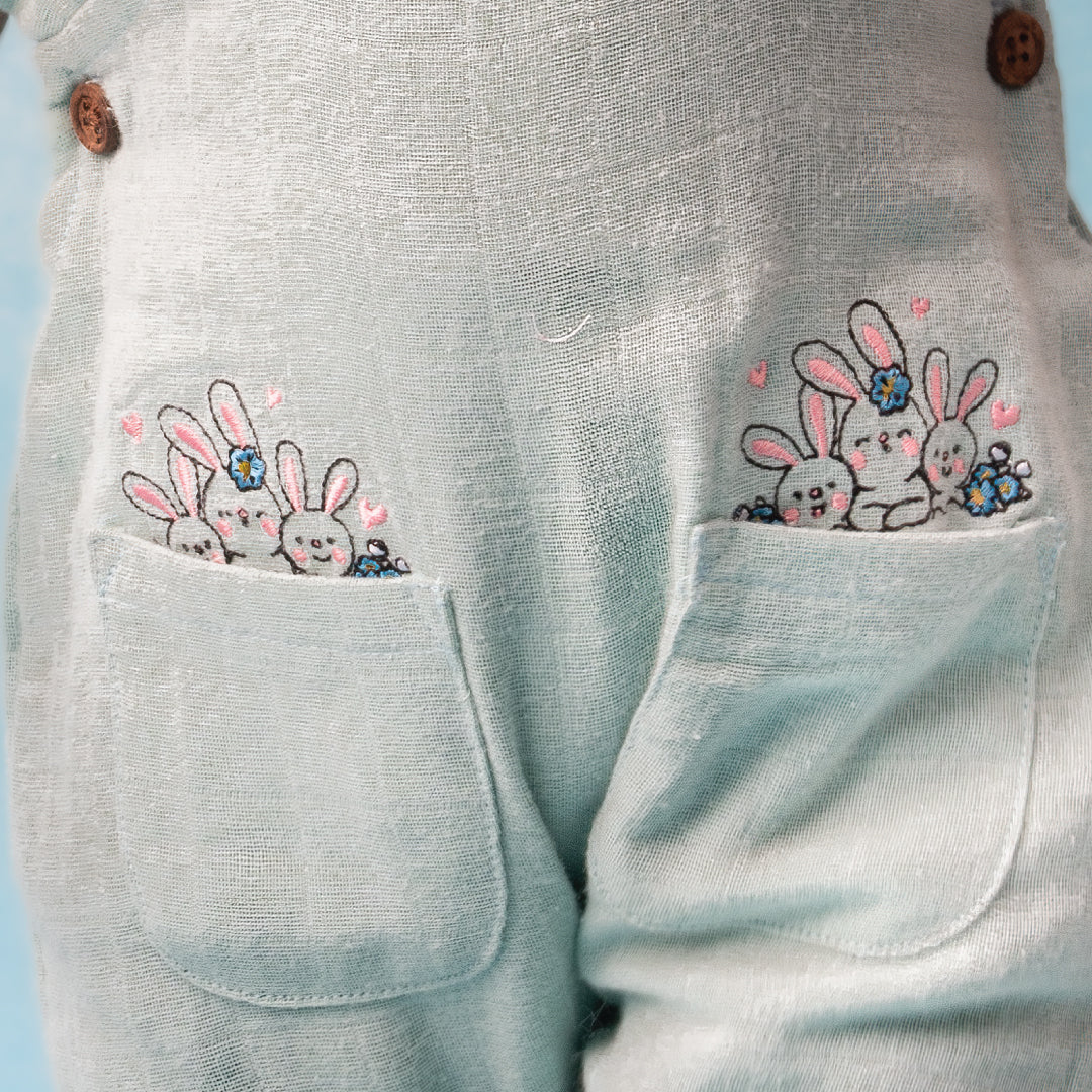 Muslin Frill Dungarees for Baby Girls