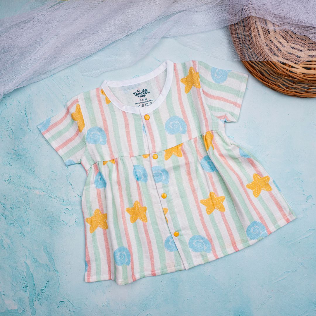 Seastone - Muslin Button Frock - Pack of 2