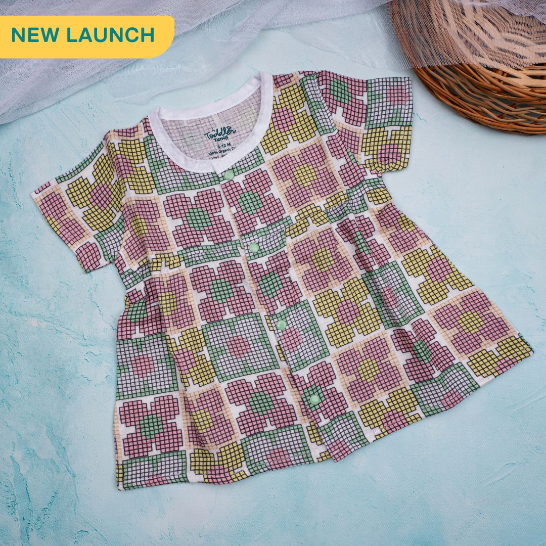 Flora Pixels - Muslin Button Frock