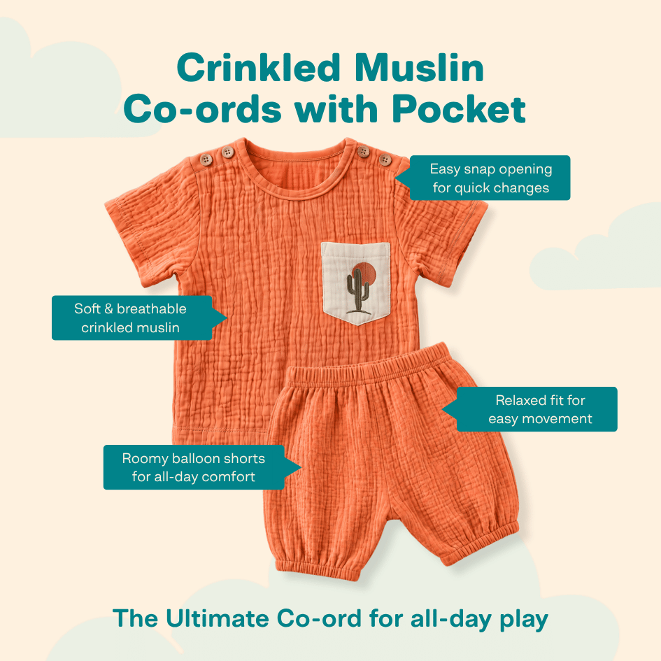 Rusty Cactus - Crinkled Muslin Co-ord Set with Pocket