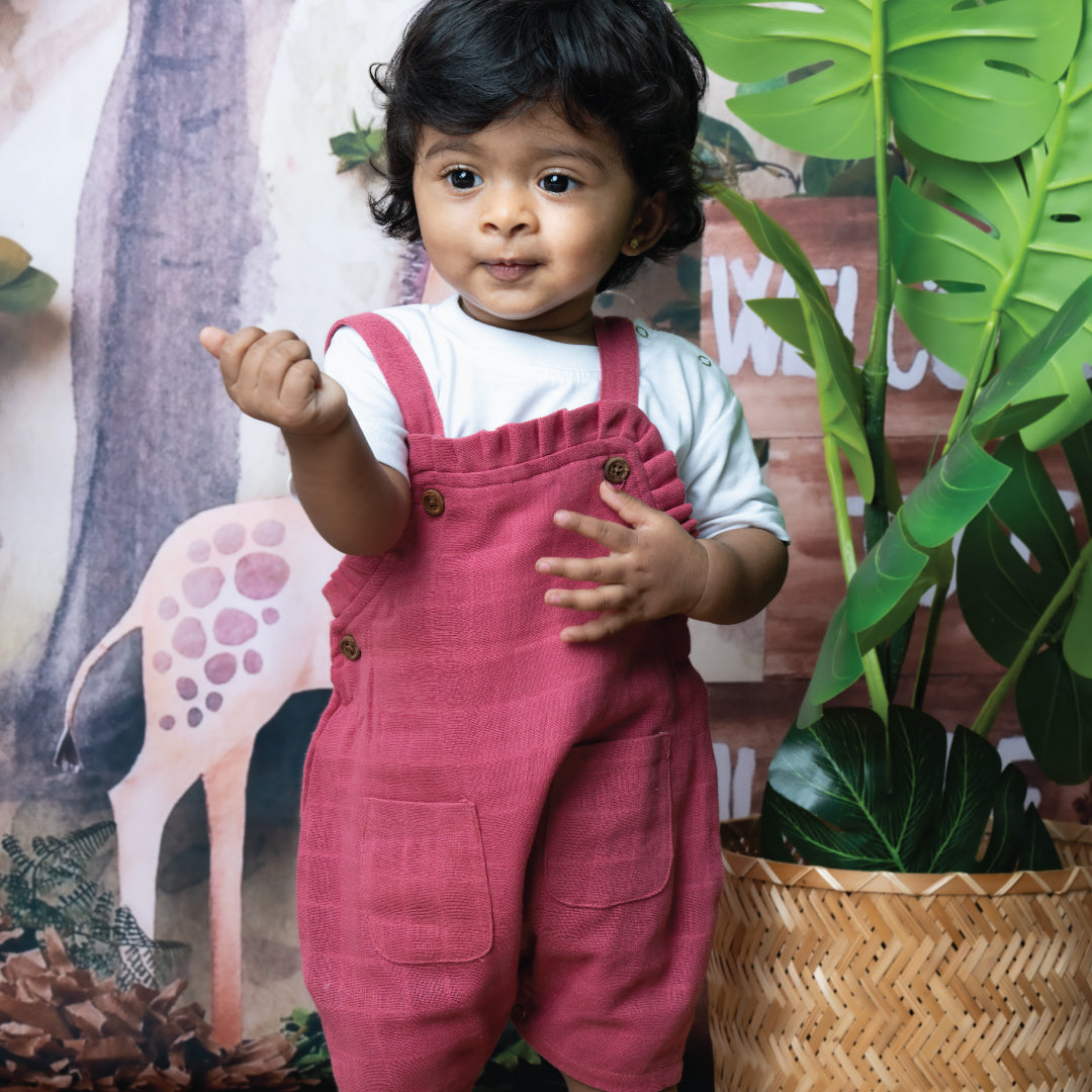 Muslin Frill Dungarees for Baby Girls