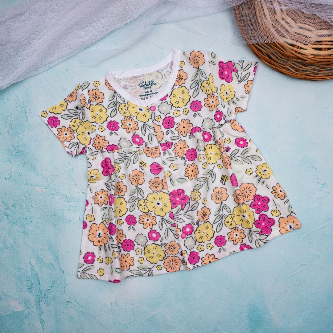Flora Pixels - Muslin Button Frock