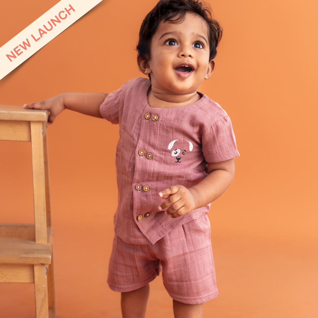 Woofie - Crinkled Muslin Co-ord Set