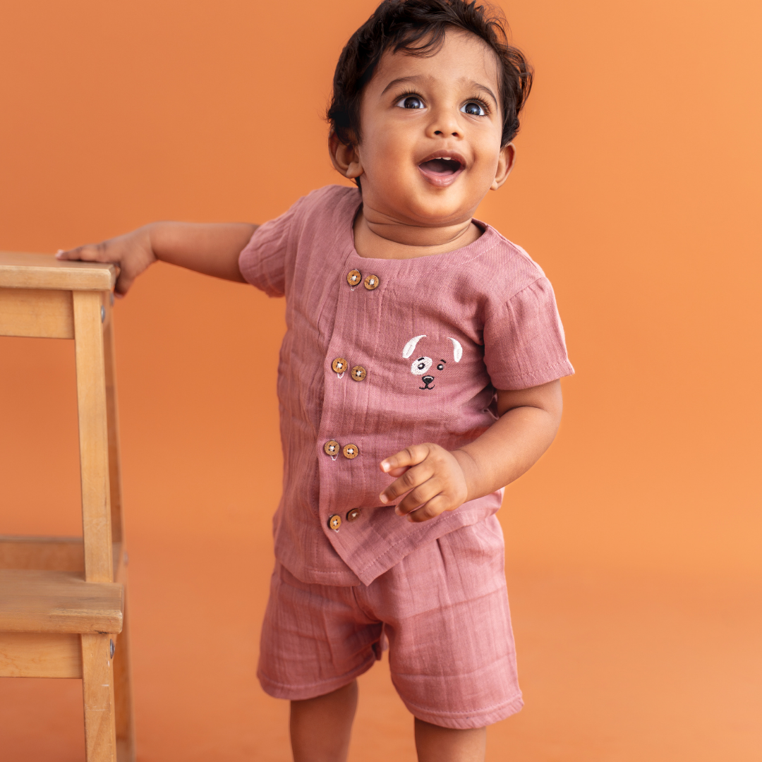 Woofie - Crinkled Muslin Co-ord Set