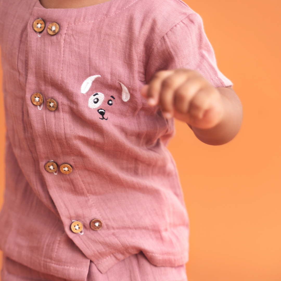 Woofie - Crinkled Muslin Co-ord Set