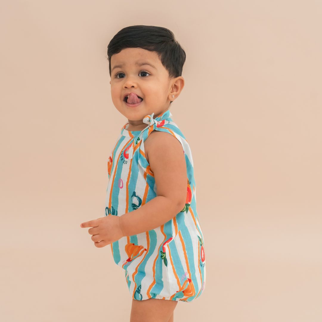 Lilsplash - Mulmul Cotton Knot Type Romper Pack of 2