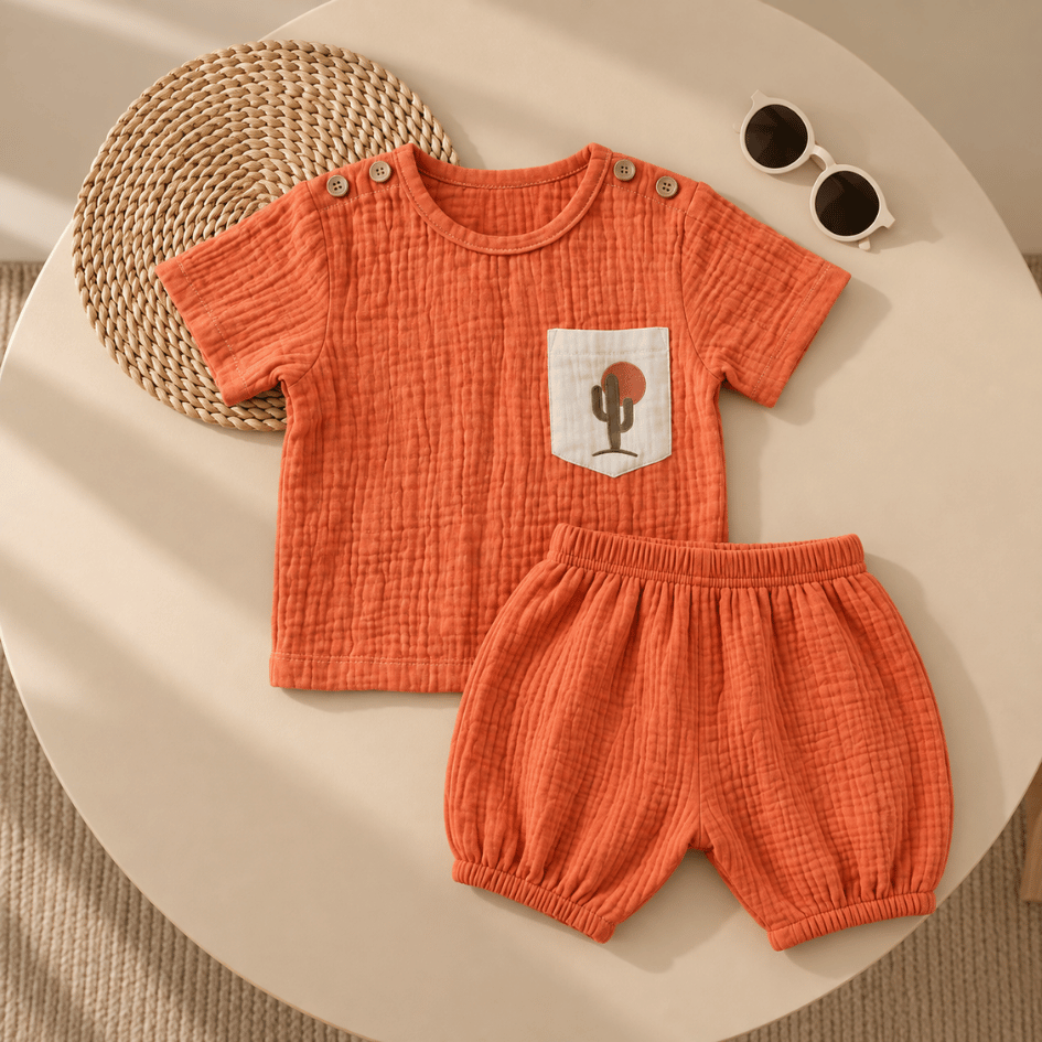 Rusty Cactus - Crinkled Muslin Co-ord Set with Pocket