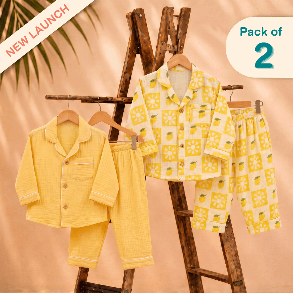 Lemonade Days - Crinkled Muslin Sleepsuit Pack of 2