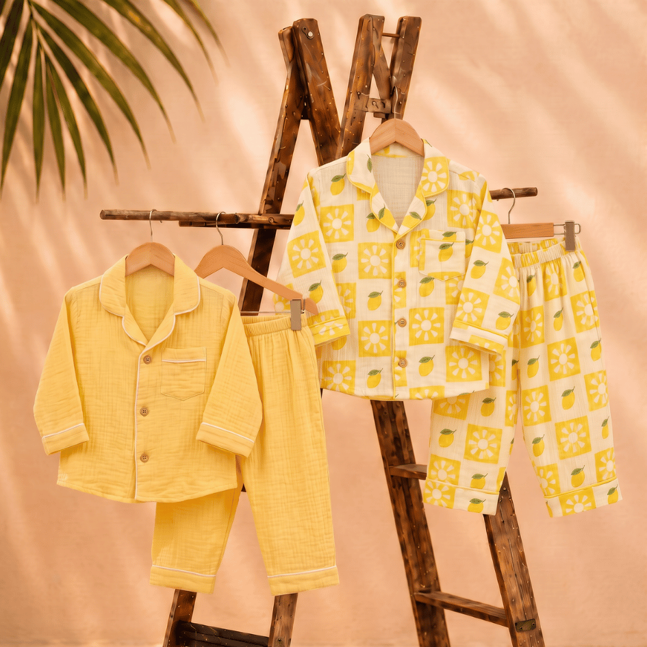 Lemonade Days - Crinkled Muslin Sleepsuit Pack of 2