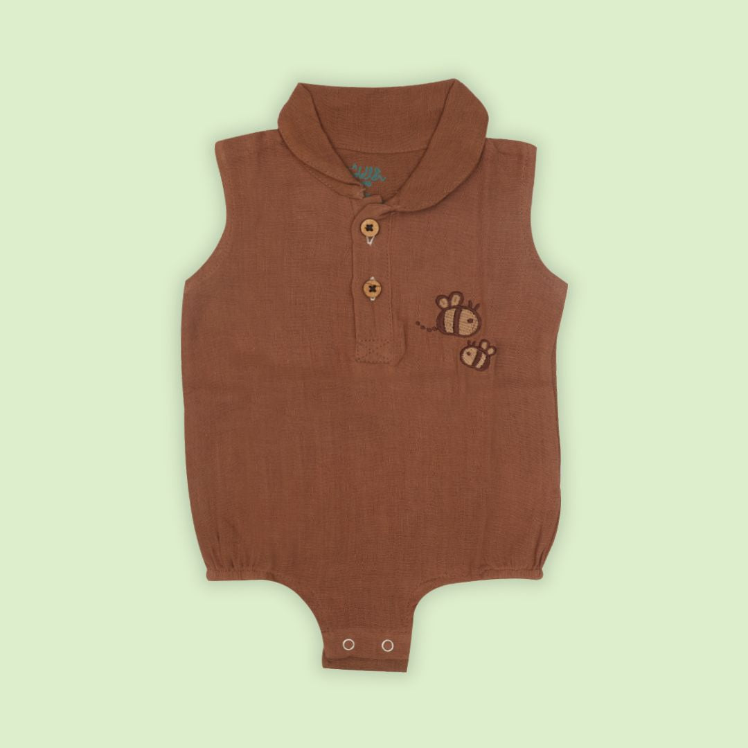 Cinnamon - Muslin Bee Romper for Babies