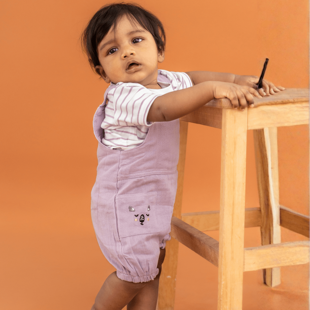 Sunnyraff - Crinkled Muslin Dungarees