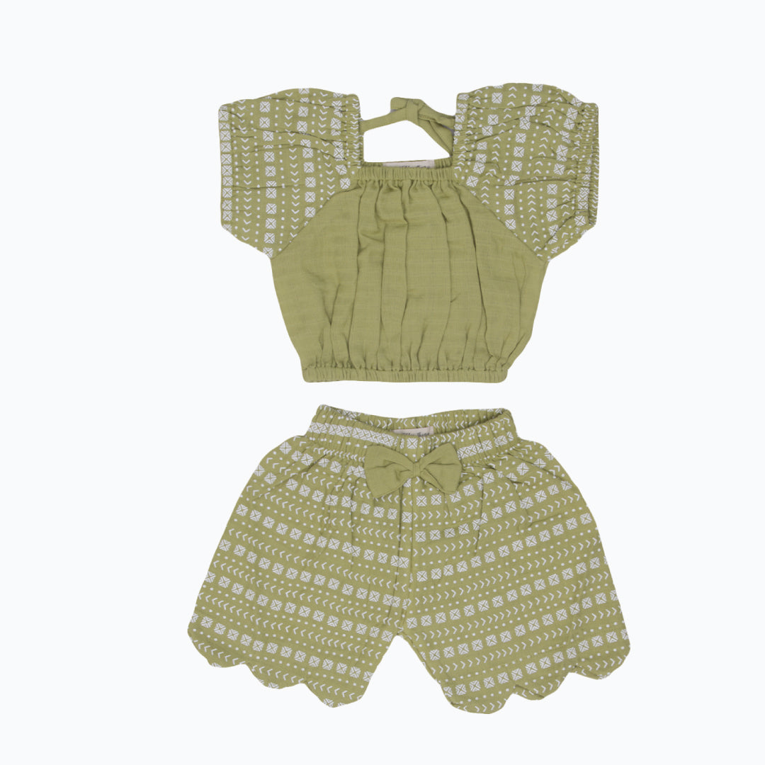 Puffed Co-ord sets for kids - Olive