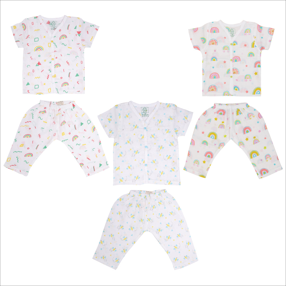 Muslin Sleep Suit for babies and kids (Unisex) Combo 3 - Pack of 3