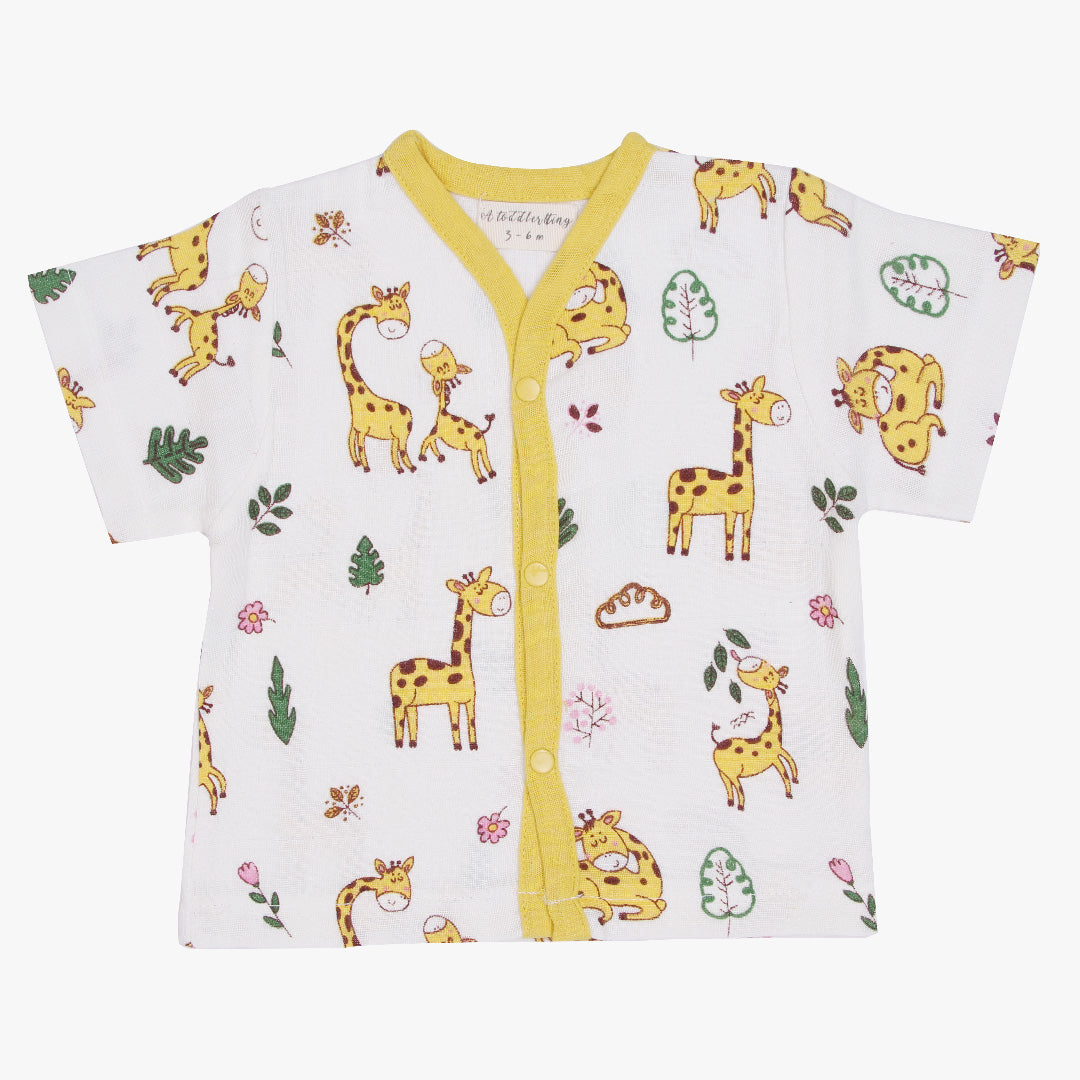 Happy Giraffe Half Sleeve Button Top and Pant
