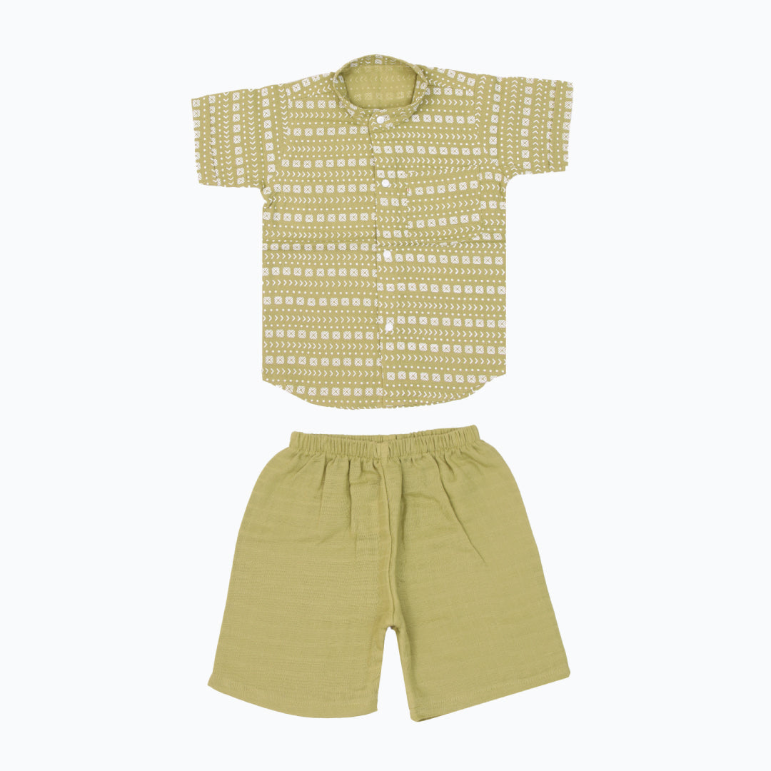 Collared Co-ord sets for kids - Olive