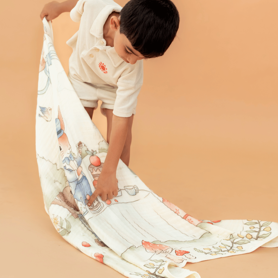 Happy Garden - Crinkled Muslin Bamboo Blanket