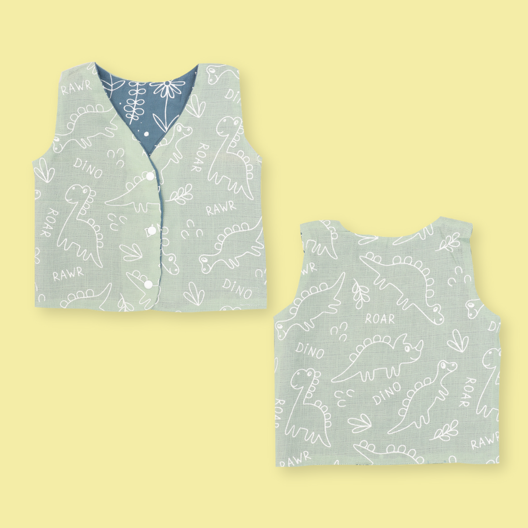 Tweet-a-Saurus - Reversible Muslin Jabla (1 piece)