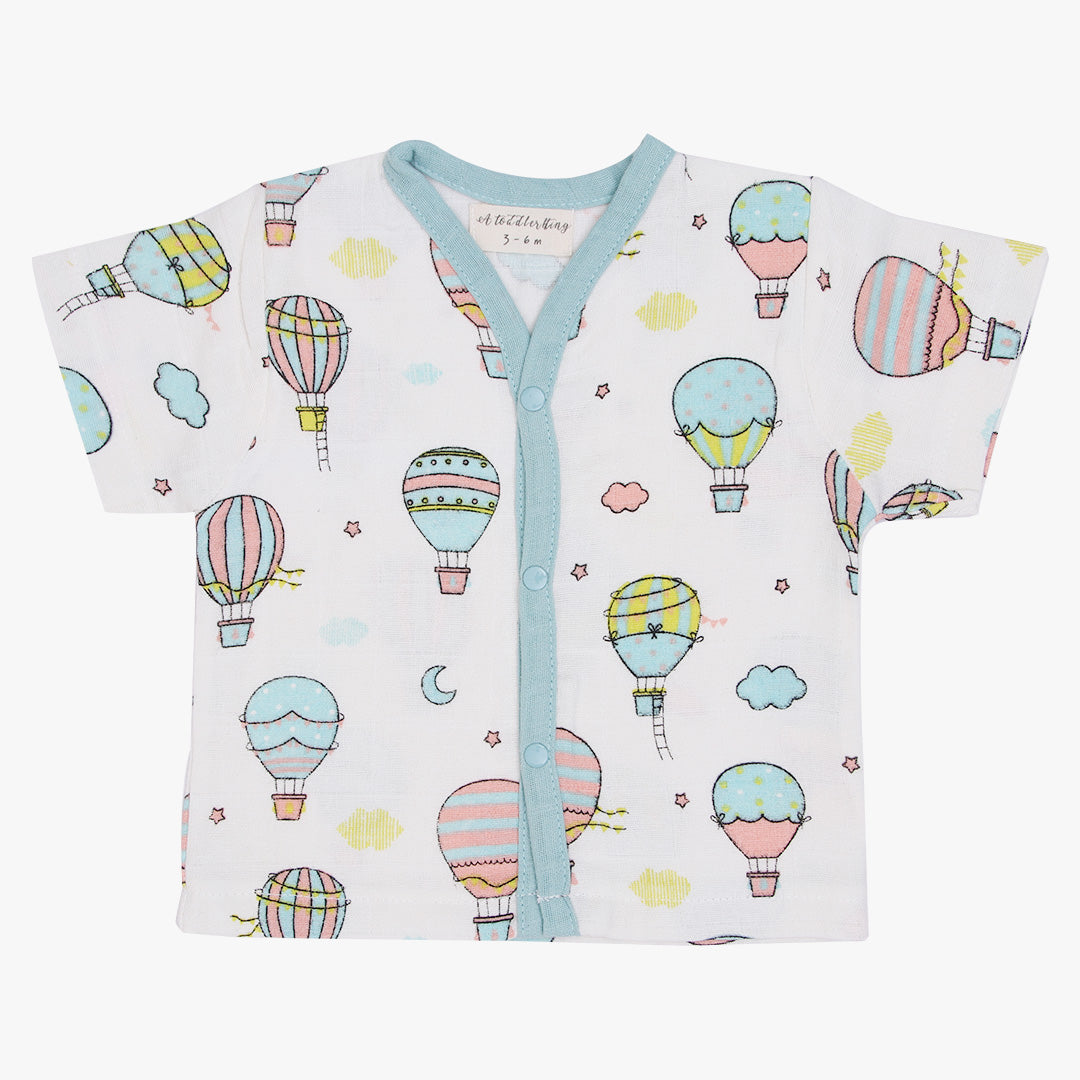 Flying Blue Half Sleeve Button Top and Shorts