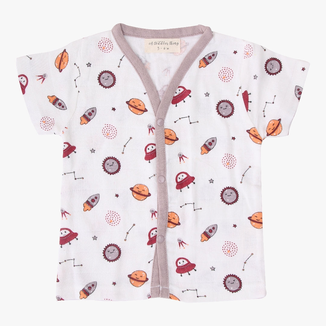 Space Ranger Half Sleeve Button Top and Shorts