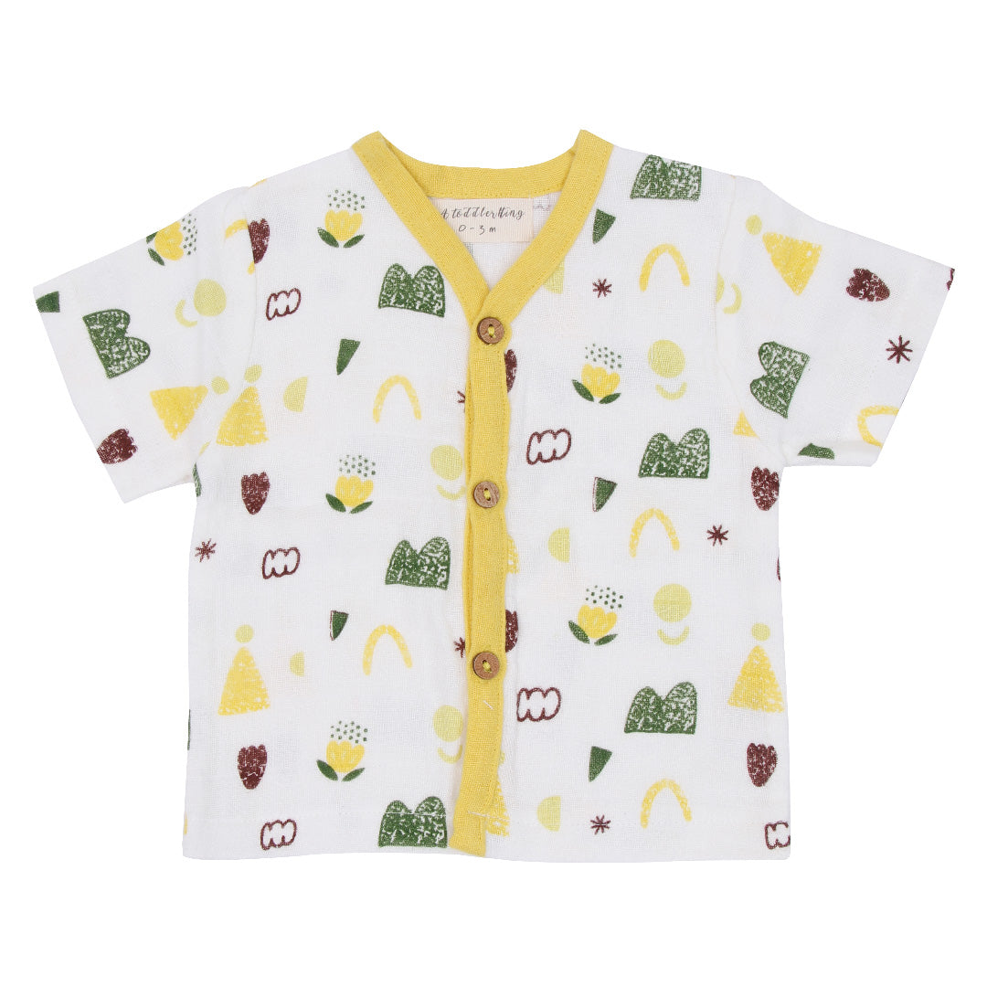 Garden Date Half Sleeve Button Top and Shorts