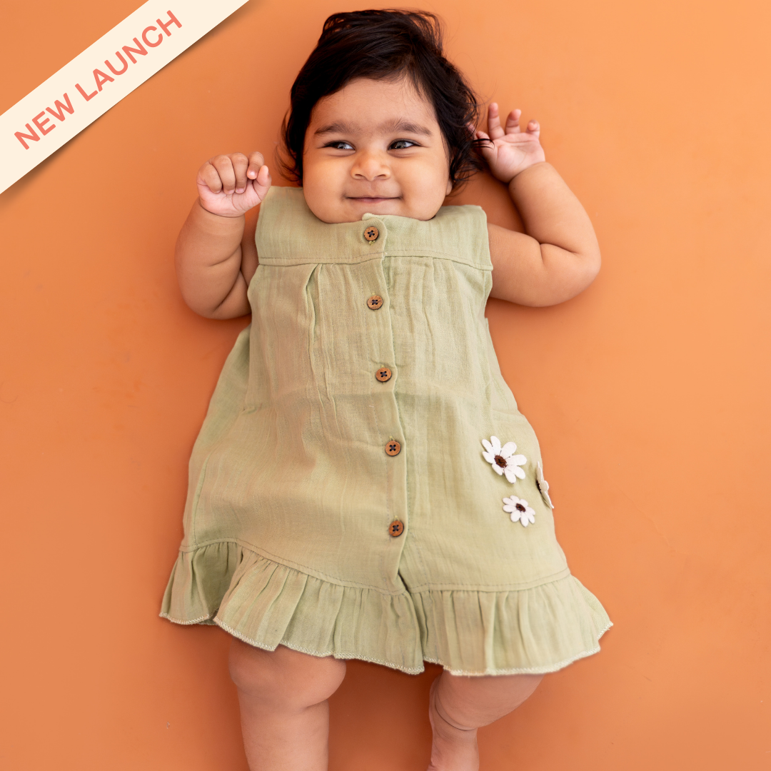 Little Leaf - Crinkled Muslin Sleeveless Frock