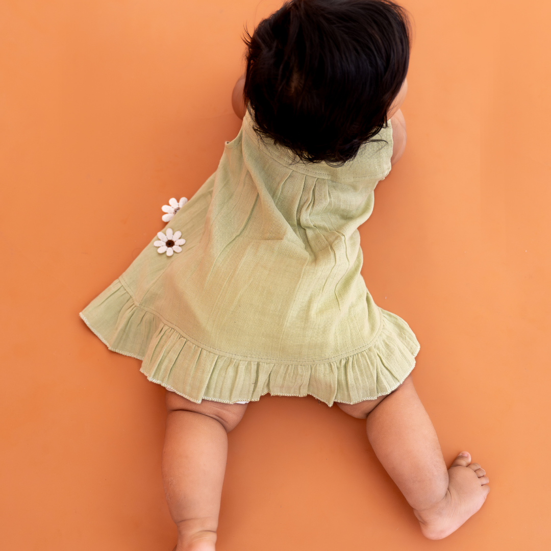 Little Leaf - Crinkled Muslin Sleeveless Frock