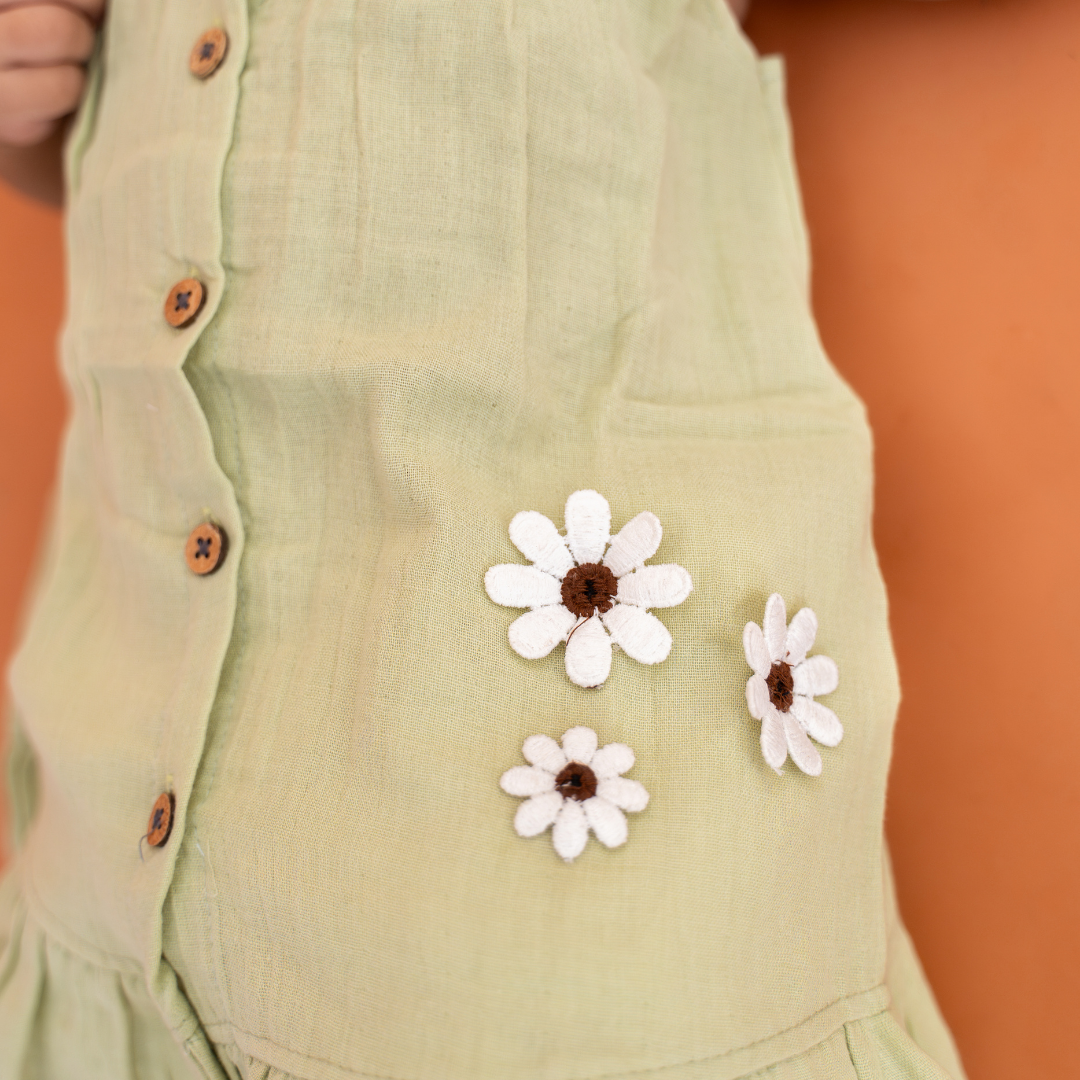 Little Leaf - Crinkled Muslin Sleeveless Frock
