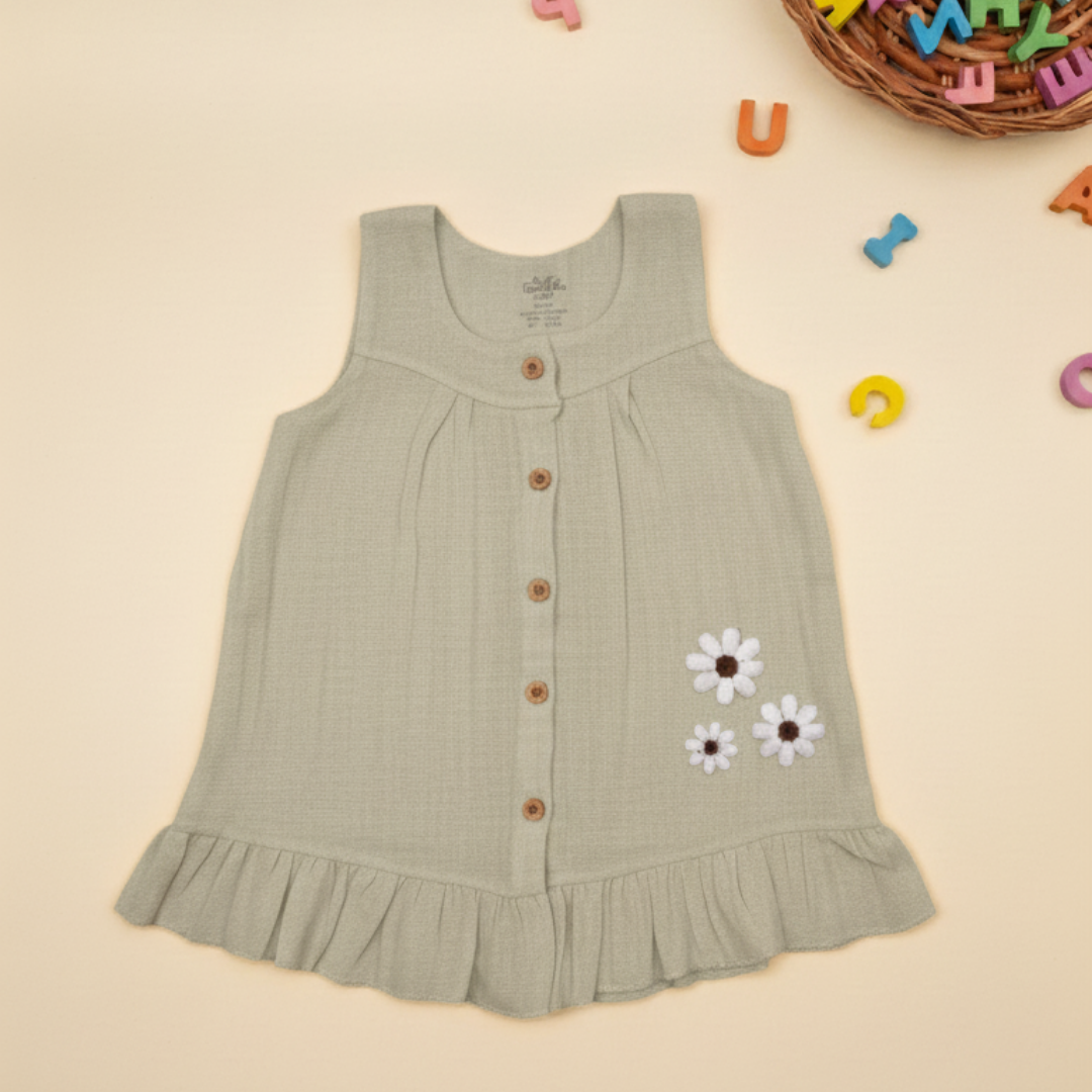 Little Leaf - Crinkled Muslin Sleeveless Frock