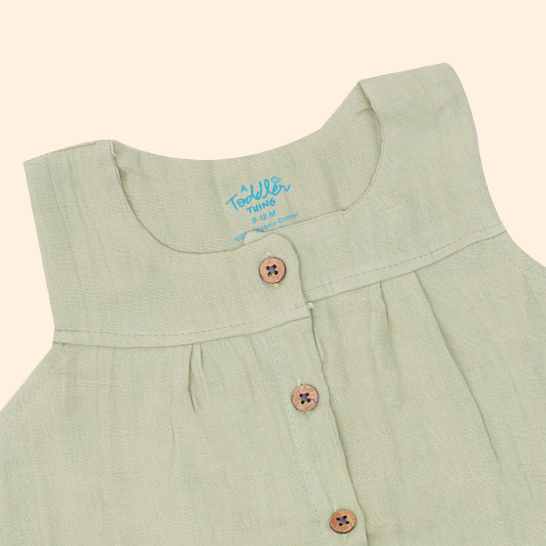 Little Leaf - Crinkled Muslin Sleeveless Frock