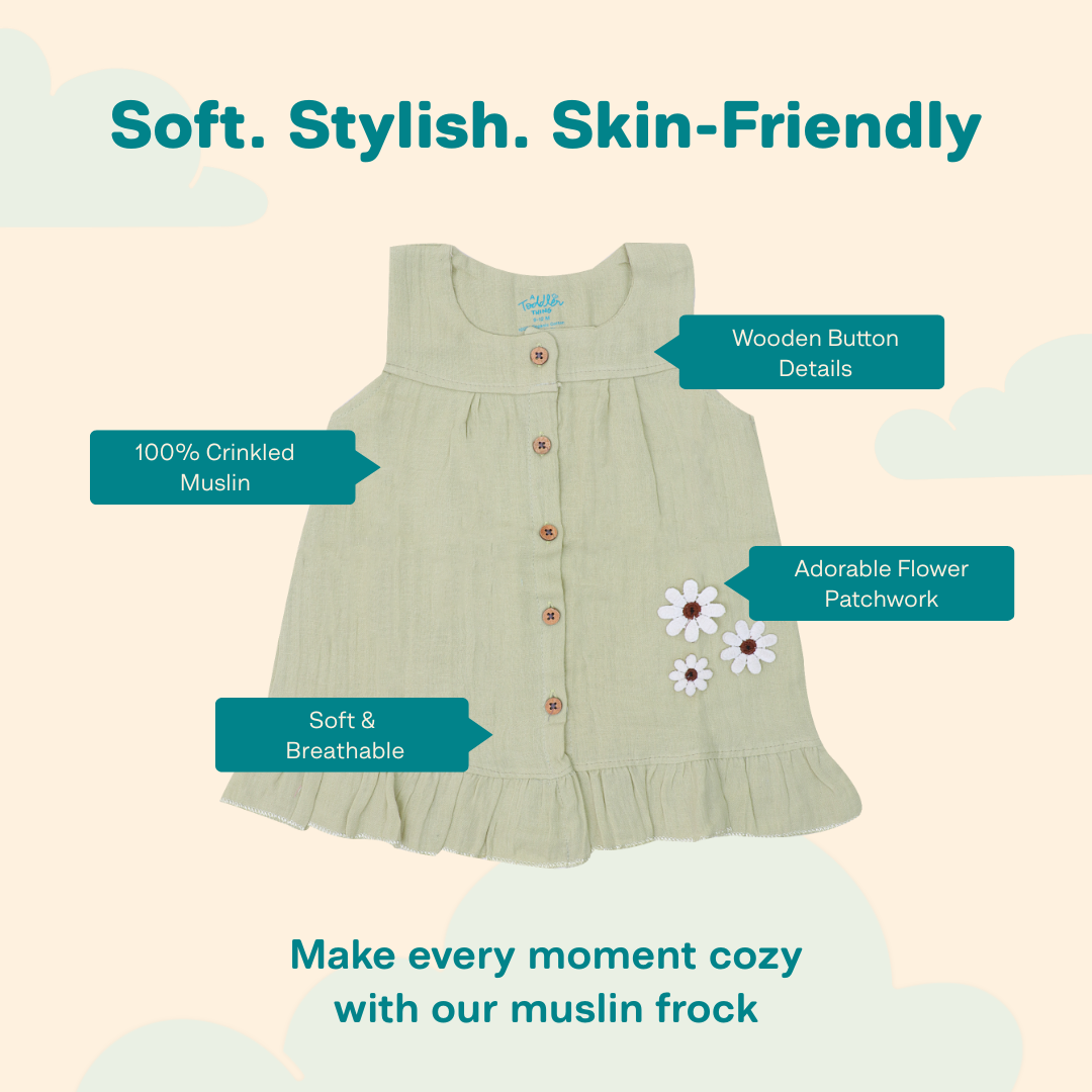 Little Leaf - Crinkled Muslin Sleeveless Frock