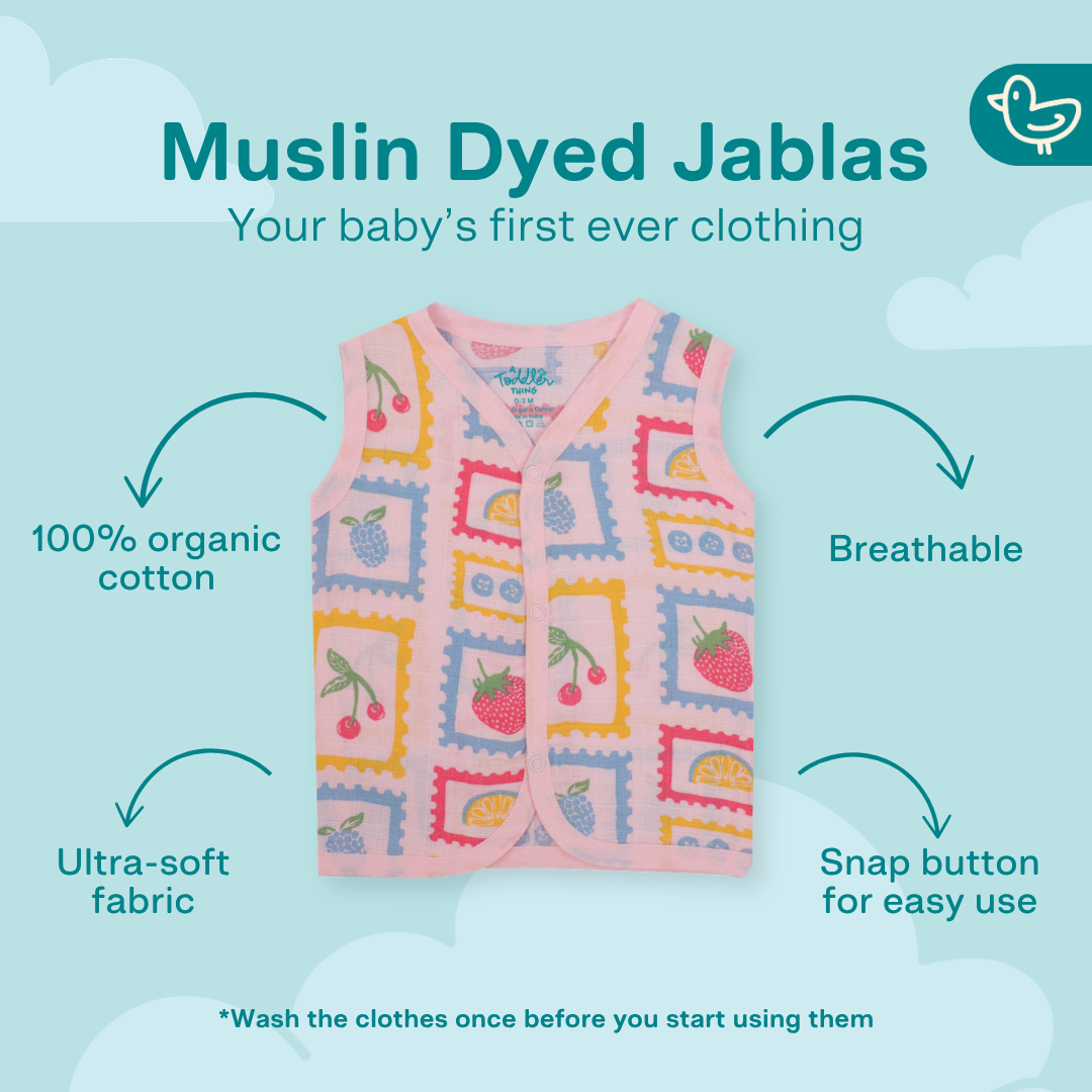 Muslin Dyed Button Jabla - Combo Pack