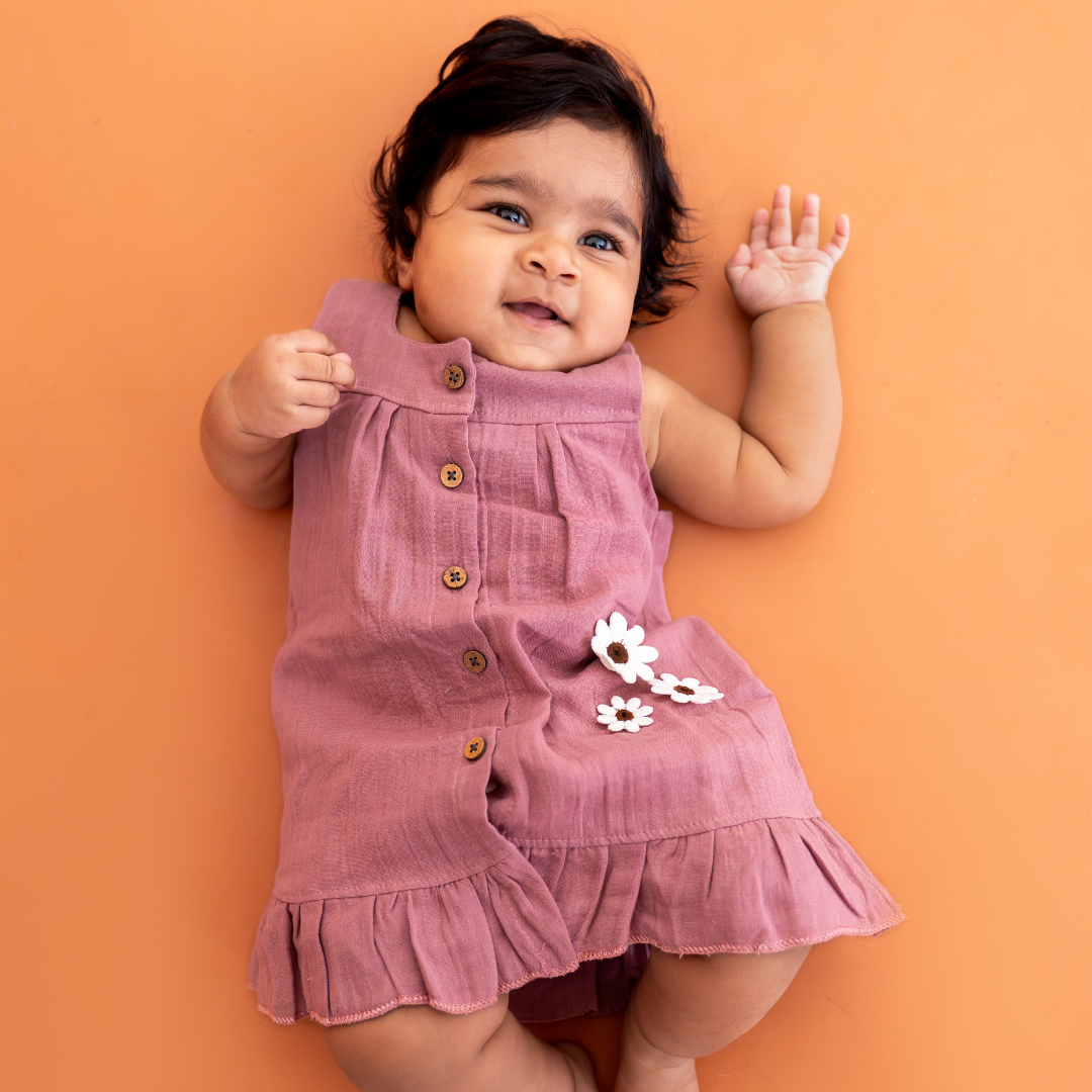 Berry Dust - Crinkled Muslin Sleeveless Frock