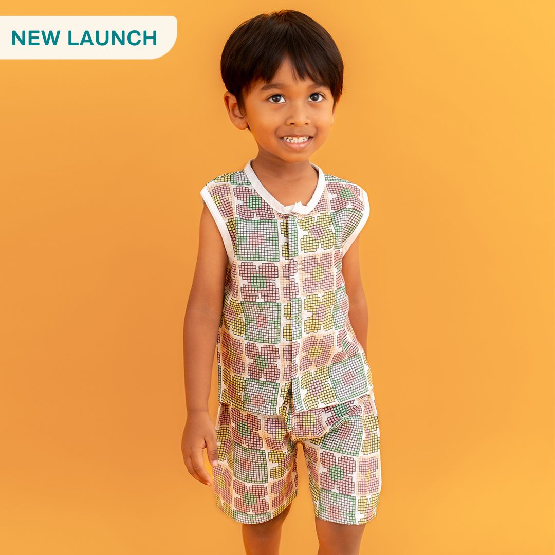 Flora Pixels- Muslin Jabla and Shorts for Babies and Toddlers